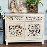 Jali Carved Solid wood Sideboard Whitewash